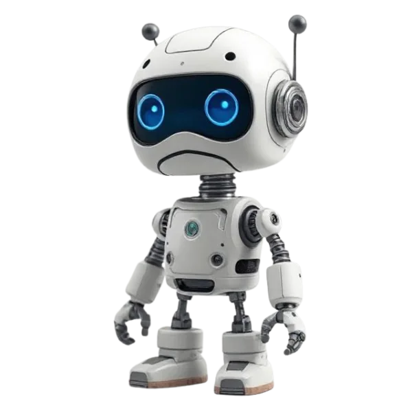 A cute unhappy robot as a representation of a broken AI agent